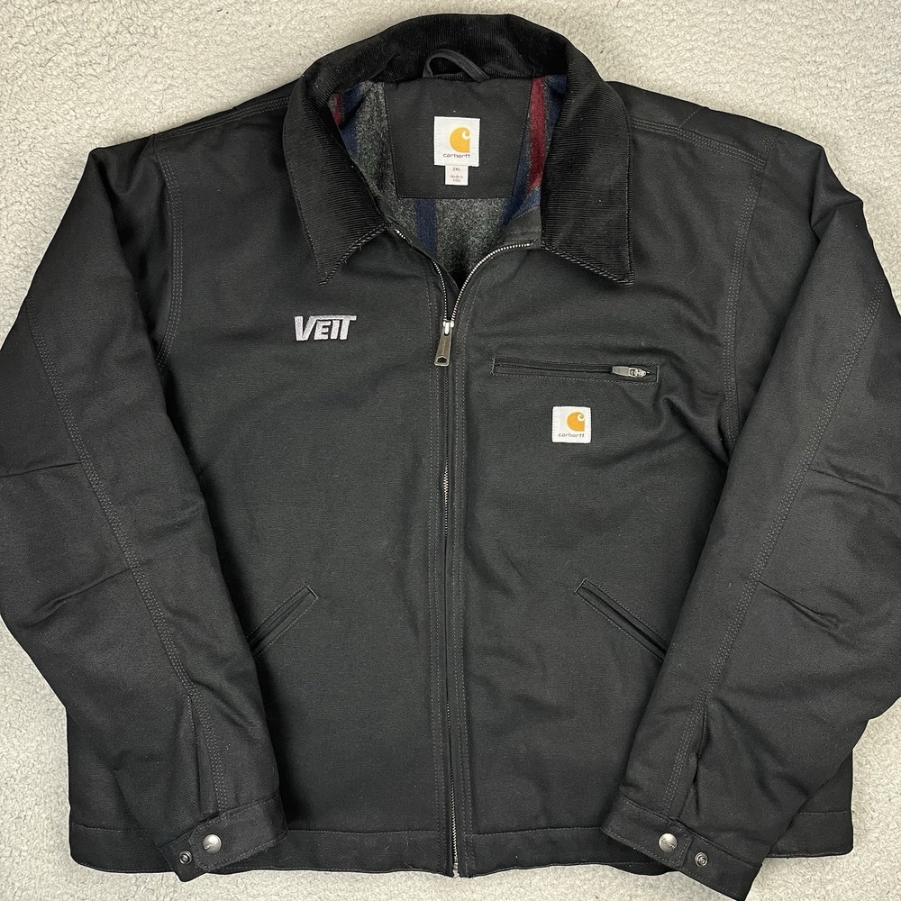 Carhartt 103828 Detroit Jacket Black Duck Canvas Blanket Lined‎ Coat Size 2XL